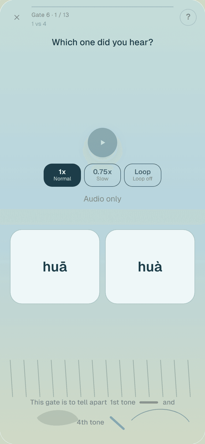 Tone drill: Which one did you hear? Choose huā or huà