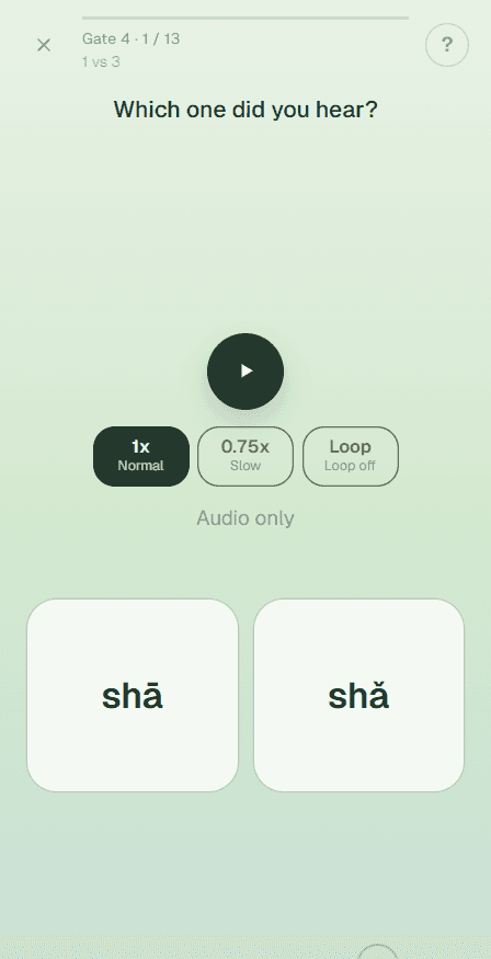 Tone drill: Which one did you hear? Choose shā or shǎ
